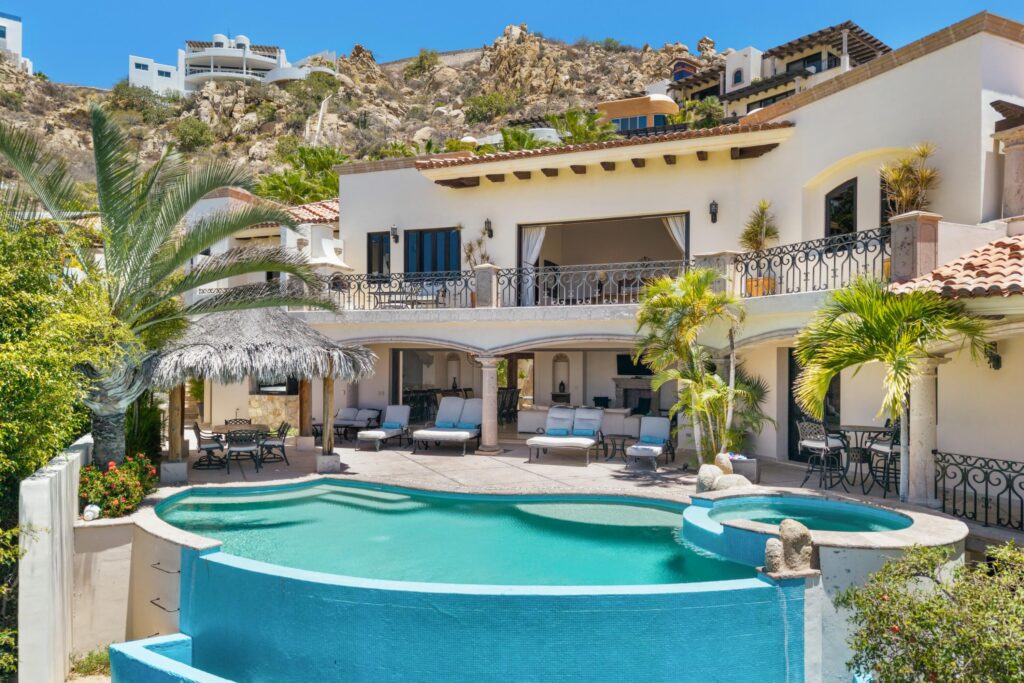 Cabo San Lucas Pedregal Csl First time on the market, Villa Antigua is a six-bedroom, seven-bathroom residence located within the prestigious community of Pedregal, offering a rare opportunity to own a timeless property in Cabo's most exclusive neighborhood.Antigua blends classic Mexican architecture with hacienda-style furnishings, creating an atmosphere of inviting and understated luxury. Dramatic architectural details and exceptional craftsmanship are evident throughout, including stone columns, marble floors, and tasteful designer décor in warm earth tones.Its spacious layout includes six generously sized bedrooms, ideal for both private enjoyment and high-end rental use. The upper level bedrooms provide enhanced privacy, beautiful ocean – 140 Camino Pacifico Alto, Cabo San Lucas, BS