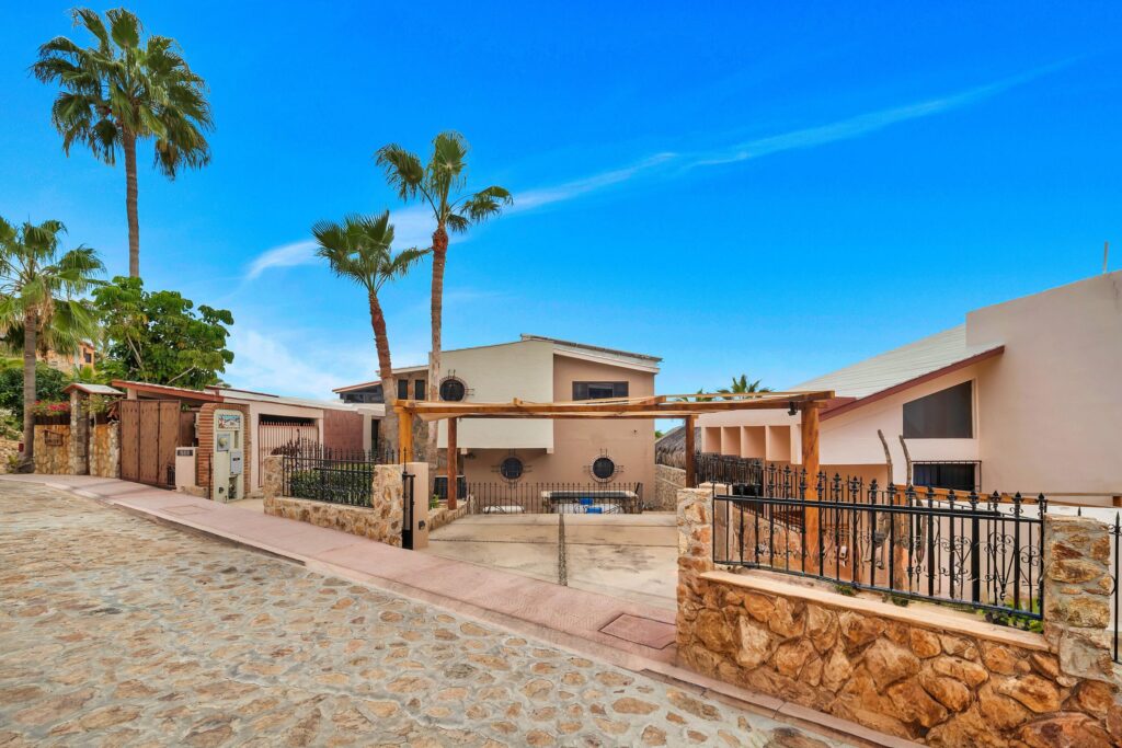 Cabo San Lucas Pedregal Csl This truly one of a kind 2 bedroom, 2 baths residence is located in the prestigious guard gated community of Pedregal, Cabo San Lucas. The main level features the living, dining, kitchen and spa areas. Two spacious bedrooms are located on the ground floor. One of the bedrooms can easily be converted into two, offering the potential for additional space and customization. The property also features a sizeable private backyard, ideal to entertain friends and family with the potential to add a dipping pool. Perfectly situated just minutes from the Marina and downtown Cabo San Lucas, the property provides easy access to dinning, shopping and entertainment. A short distance to the iconic Medano Beach. This home ideal for full time living or rental investment opportunities. – Camino del Conejo, PEDREGAL, Cabo San Lucas, BS
