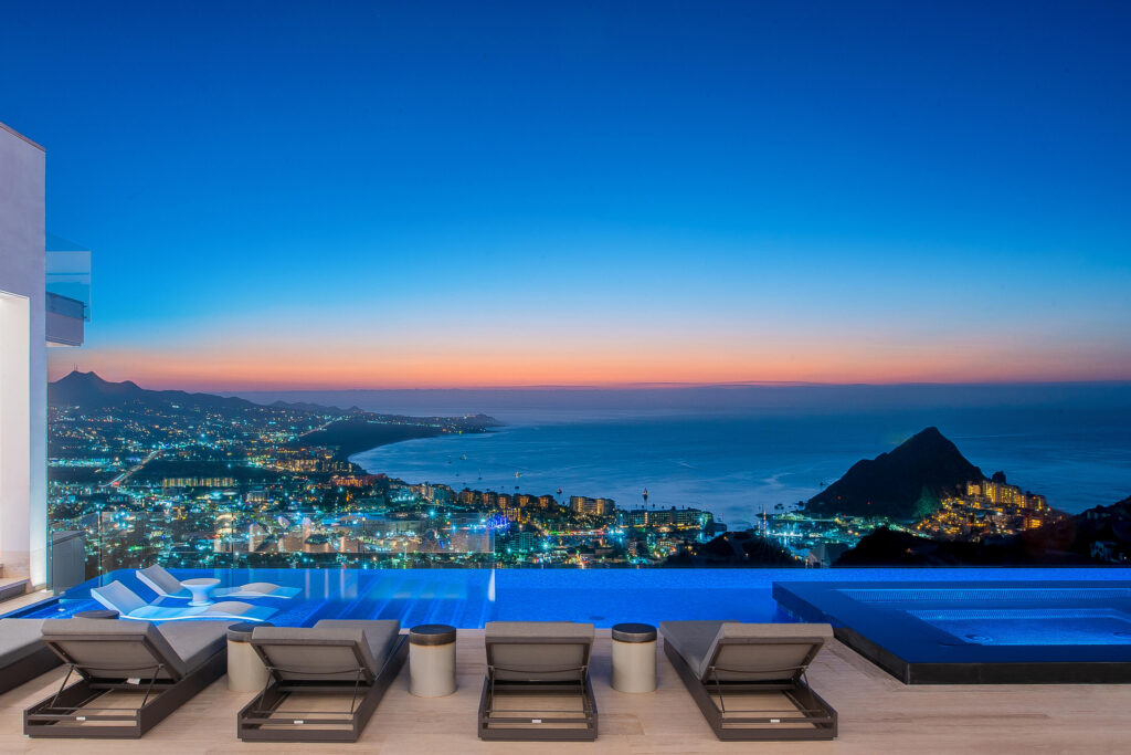 Cabo San Lucas Pedregal Heights Villa Aurora is a quiet exploration of proportion, light, and horizon. Perched in Pedregal Heights at the highest point of in all of Los Cabos, the terrain opens to sweeping – 627 Camino del Cielo, Cabo San Lucas, BS